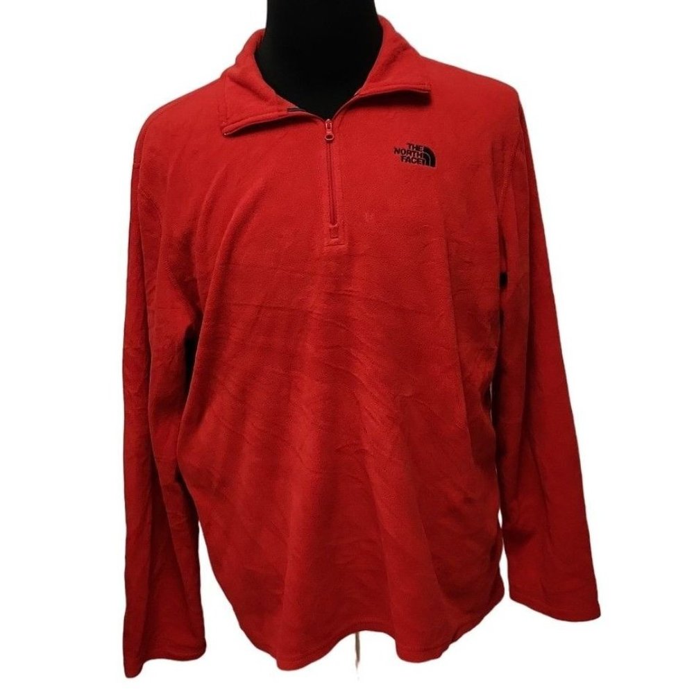 The North Face Mens Red Fleece Long Sleeve Pullover Activewear Top Size Large